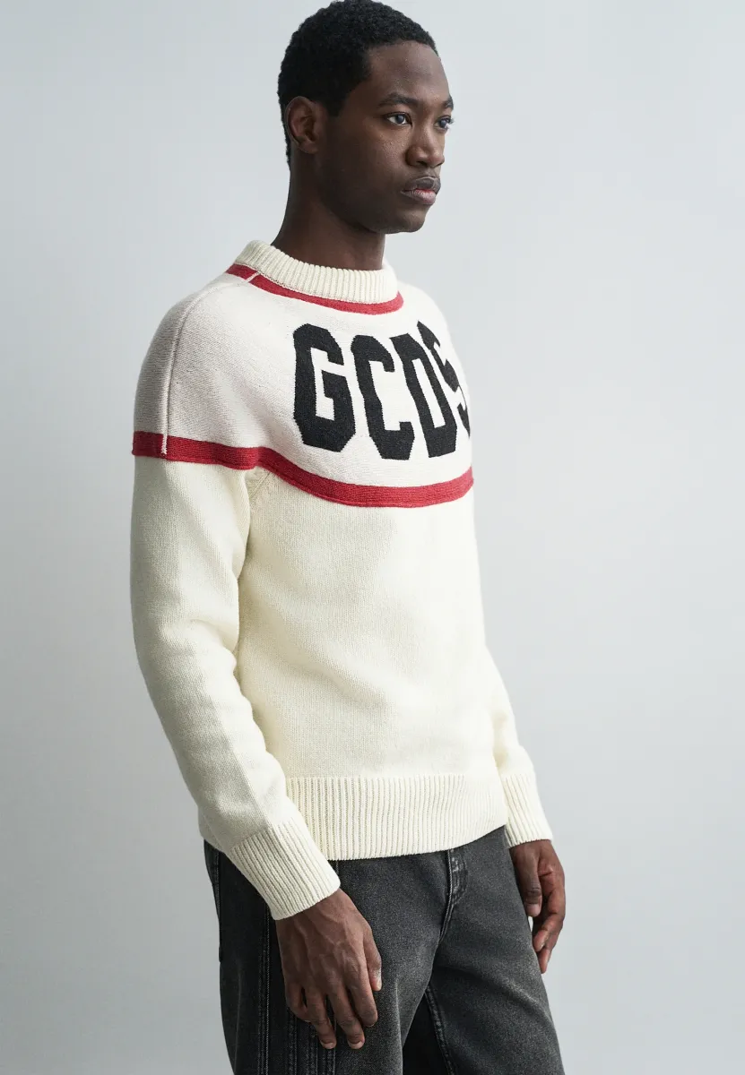 STRIPES LOGO SWEATER - Strickpullover - bone