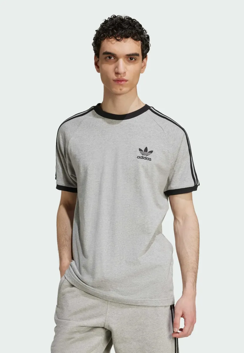 STRIPES TEE - T-Shirt print - medium grey heather   black