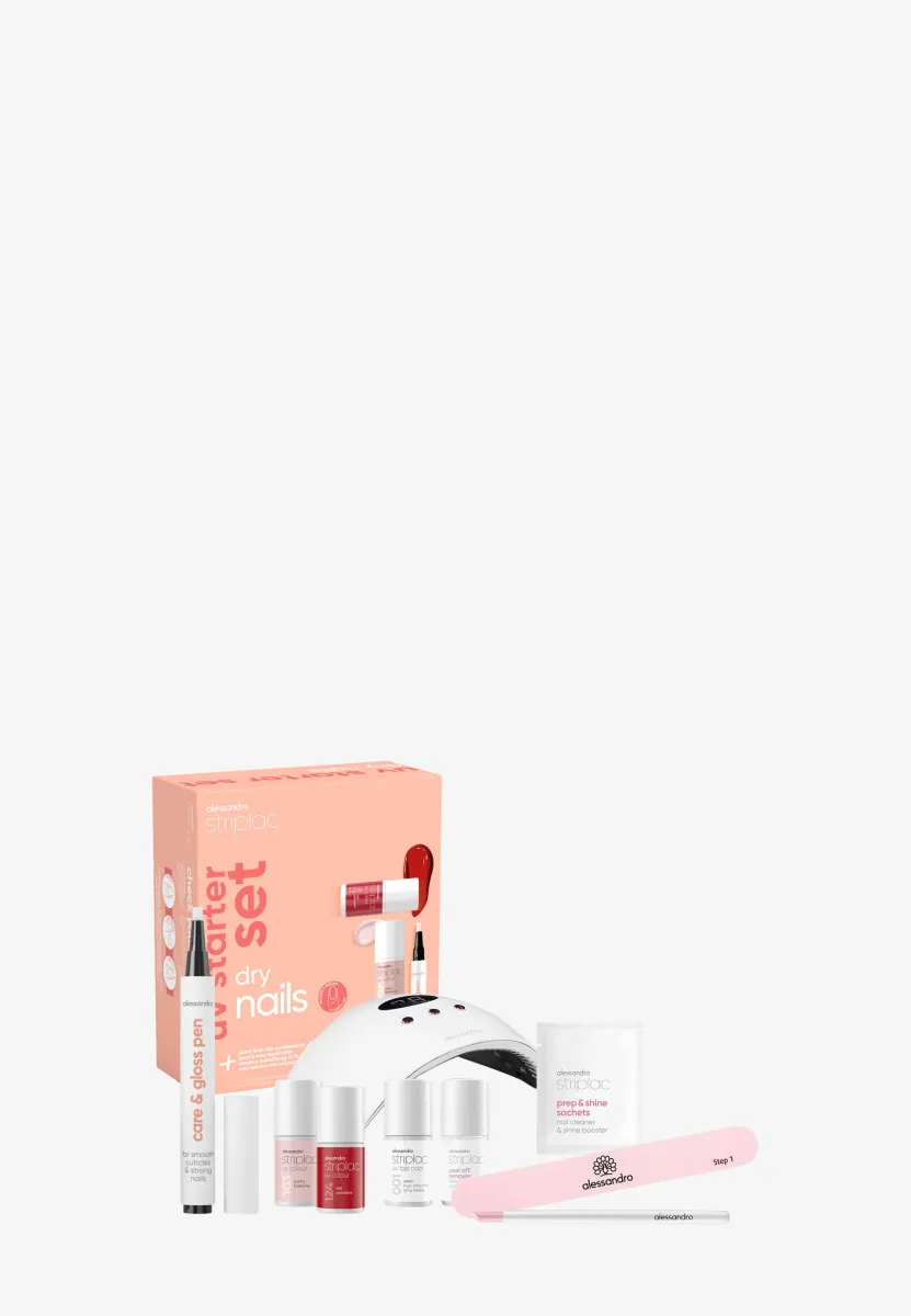 STRIPLAC UV STARTER SET DRY NAILS - 2 COLOURS - Nagelpflege-Set - pink & red