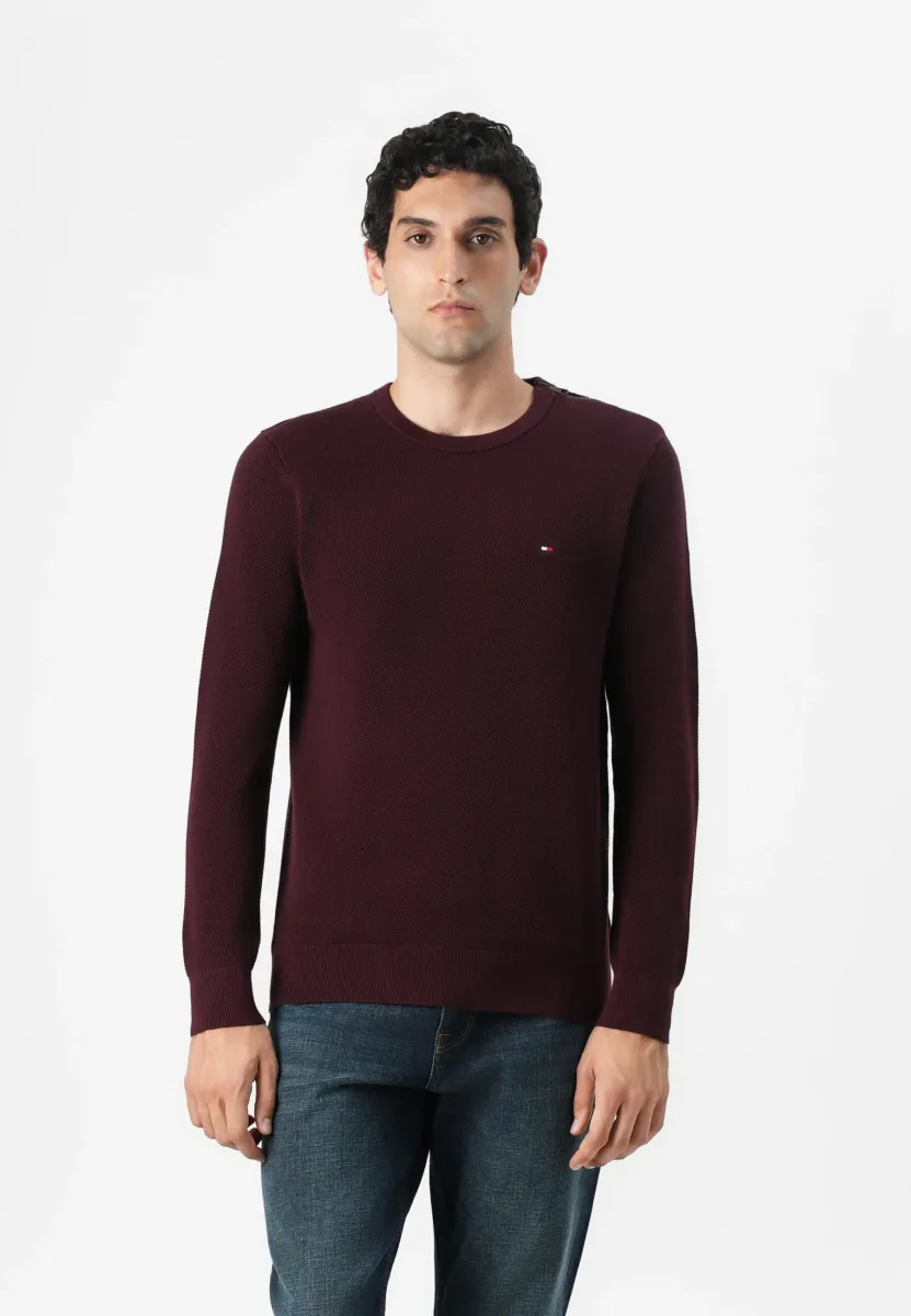 STRUCTURE CREW NECK - Strickpullover - deep burgundy