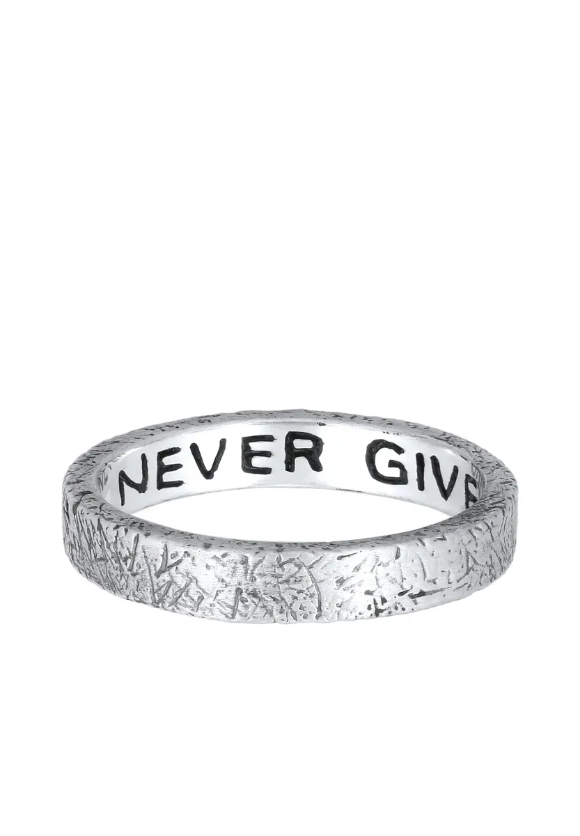 STRUCTURED NEVER GIVE UP - Ring - silberfarben
