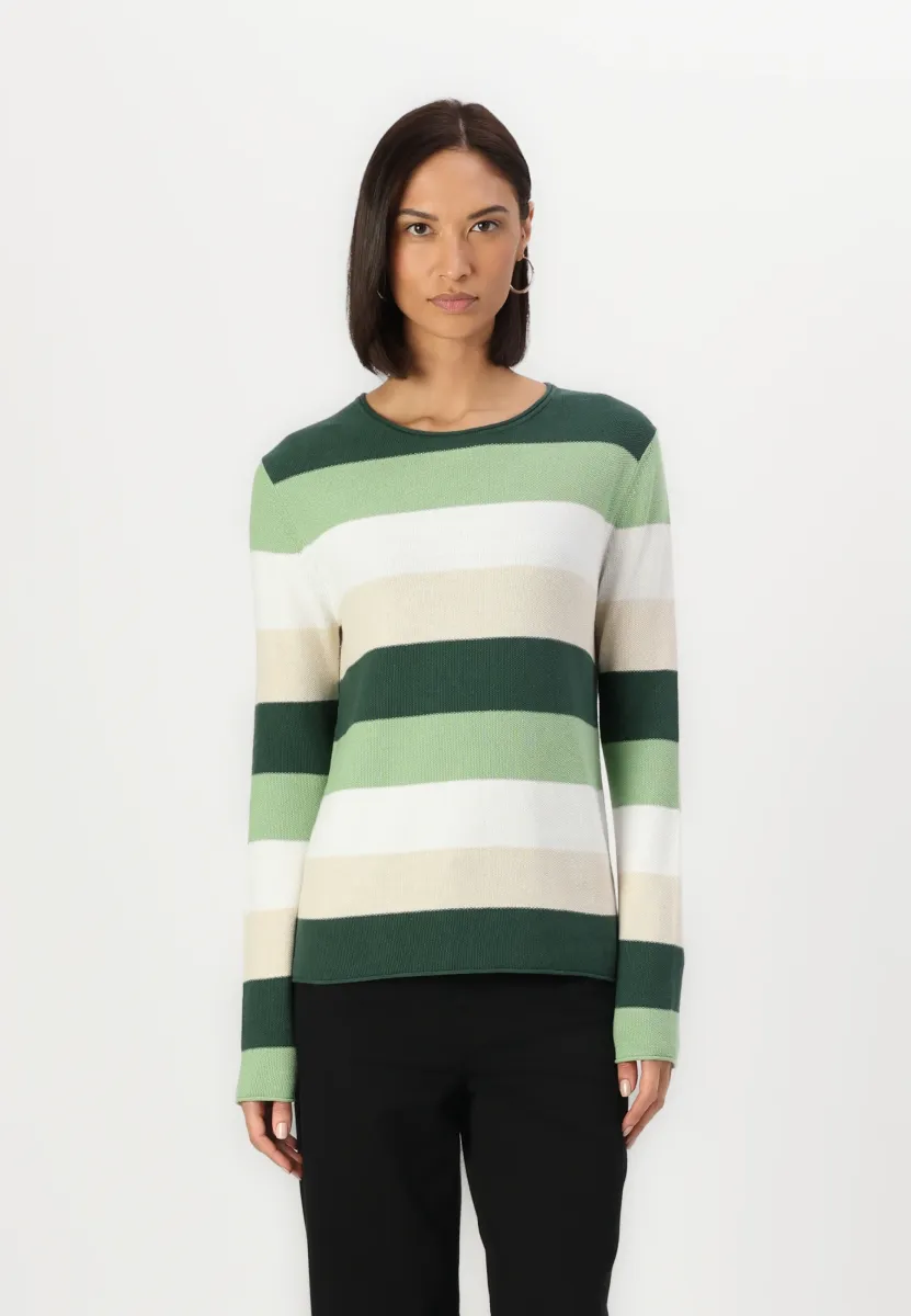 STRUCTURED STRIPED - Strickpullover - green/beige