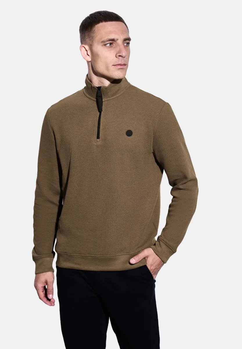 STRUKTUR MIT TROYER - Strickpullover - braun