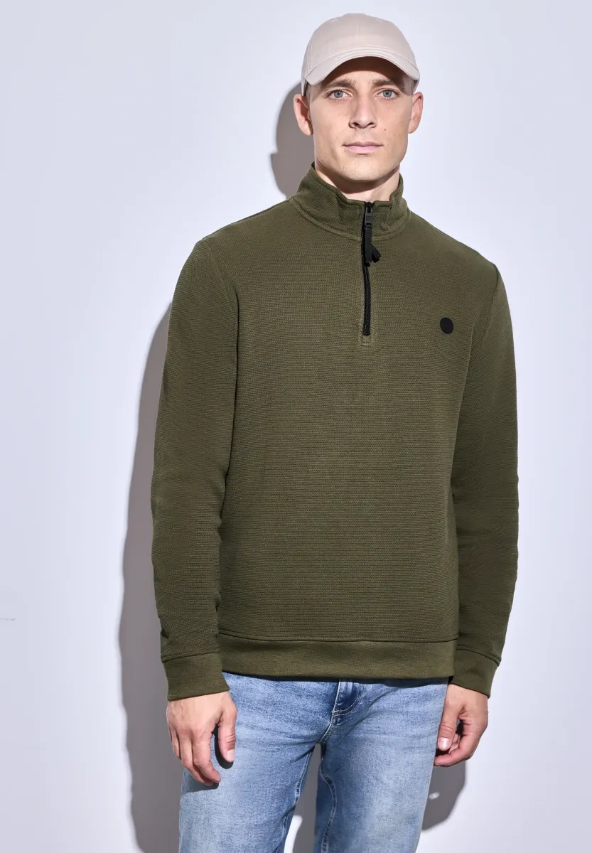 STRUKTUR MIT TROYER - Strickpullover - grün