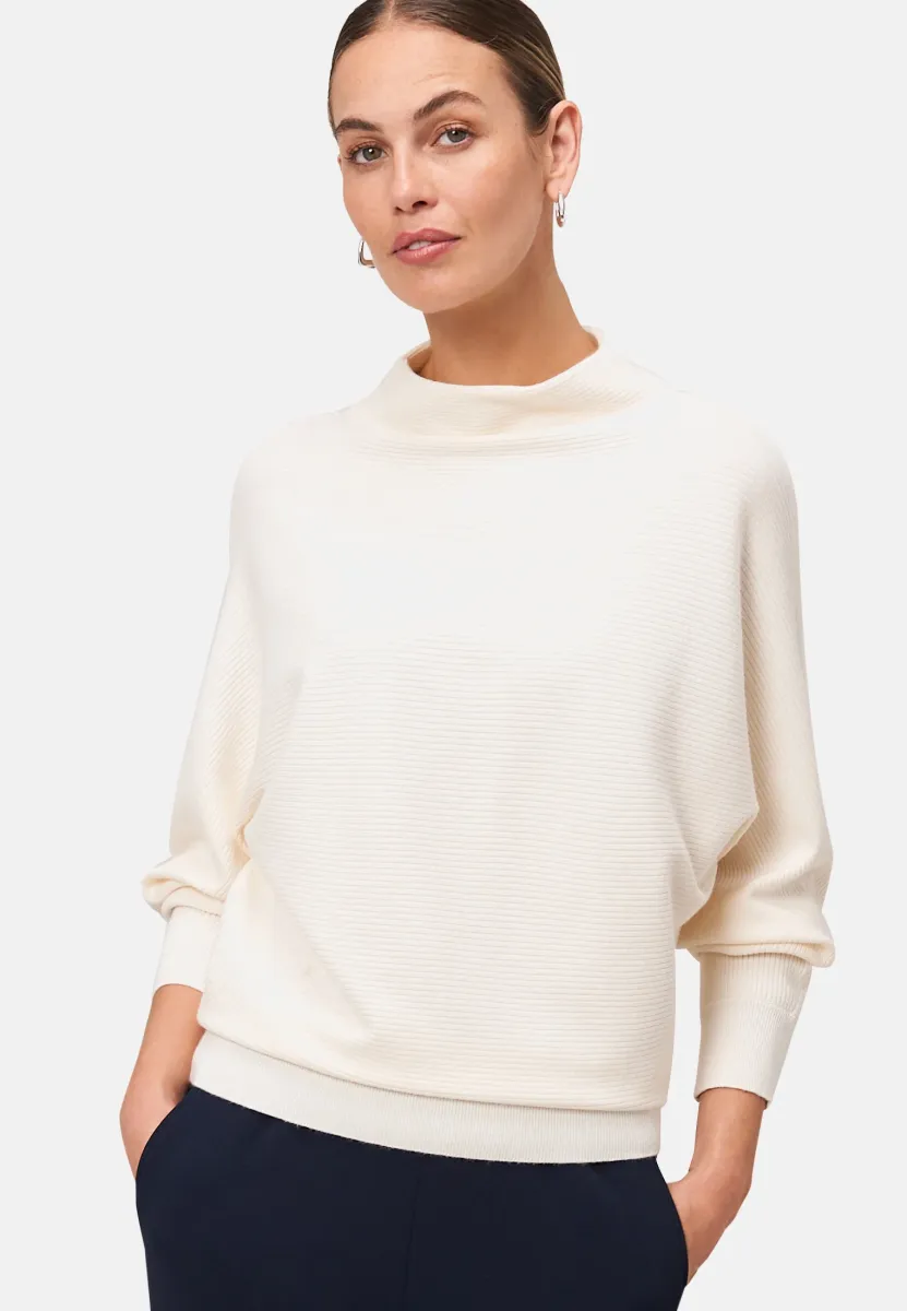STRUKTURIERT MIT STEHKRAGEN - Strickpullover - eggnog