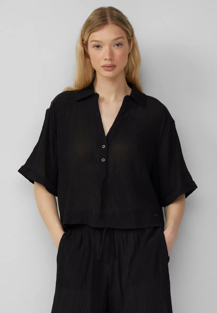 STRUKTURIERTE - Bluse - schwarz