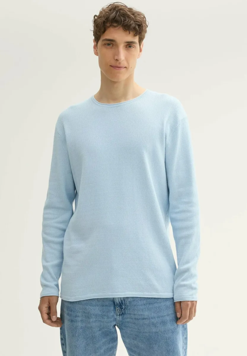 STRUKTURIERTER  - Strickpullover - light metal blue