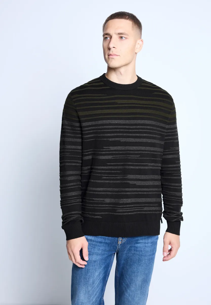 STRUKTURSTREIFEN - Strickpullover - grün