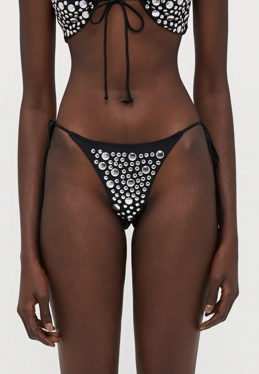 STUDDED BOTTOMS WITH TIE WAIST  - Bikini-Hose - black/silver-coloured