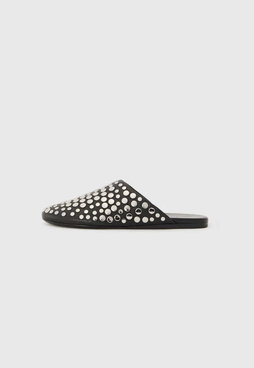 STUDDED MULE - Pantolette flach - perfect black / silver