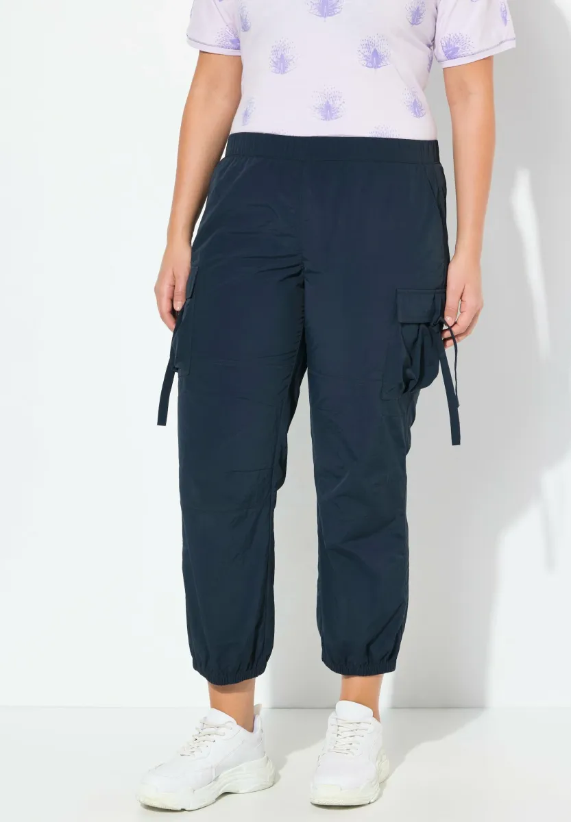 STYLE MILITAIRE AVEC TAILLE ÉLASTIQUE ET CORDON - Cargohose - marine