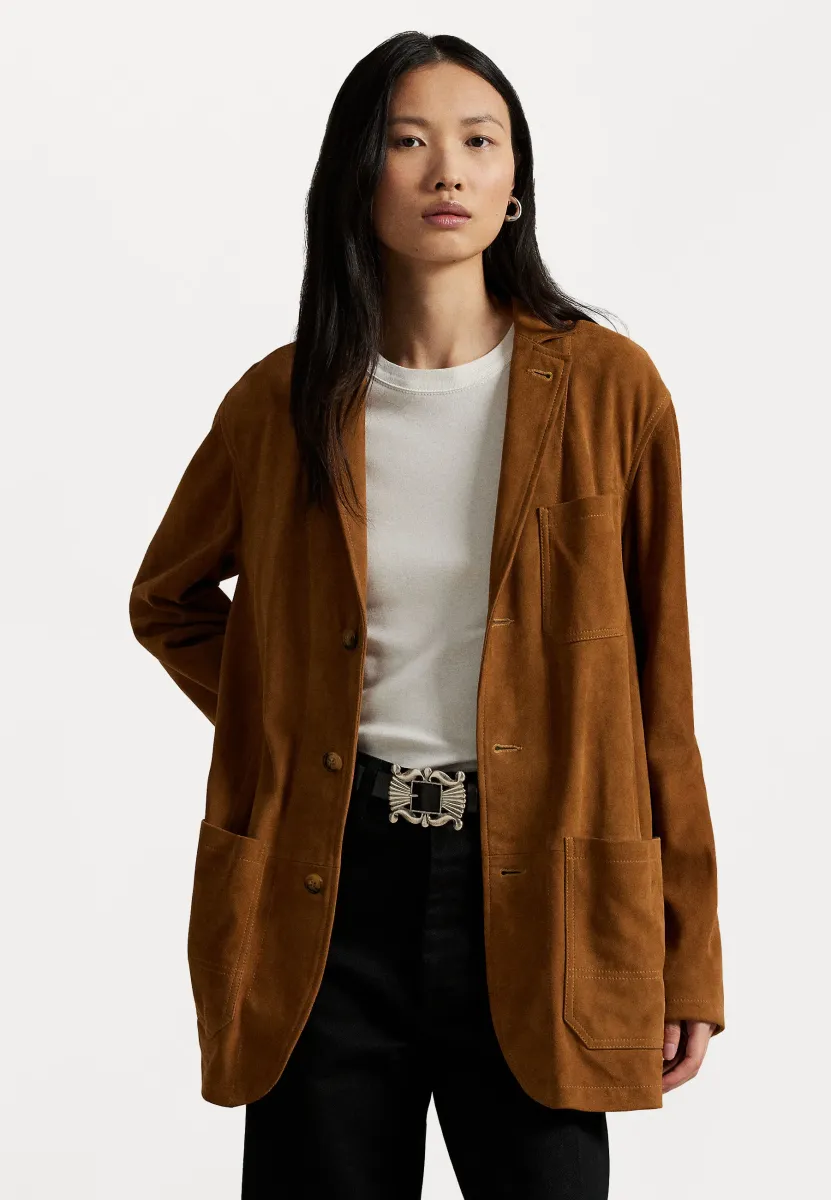 SUEDE BLAZER - Lederjacke - maple