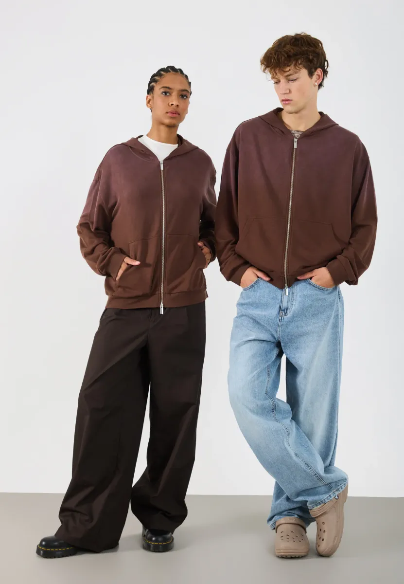 SUN FADED ZIP HOODIE UNISEX - Sweatjacke - brown