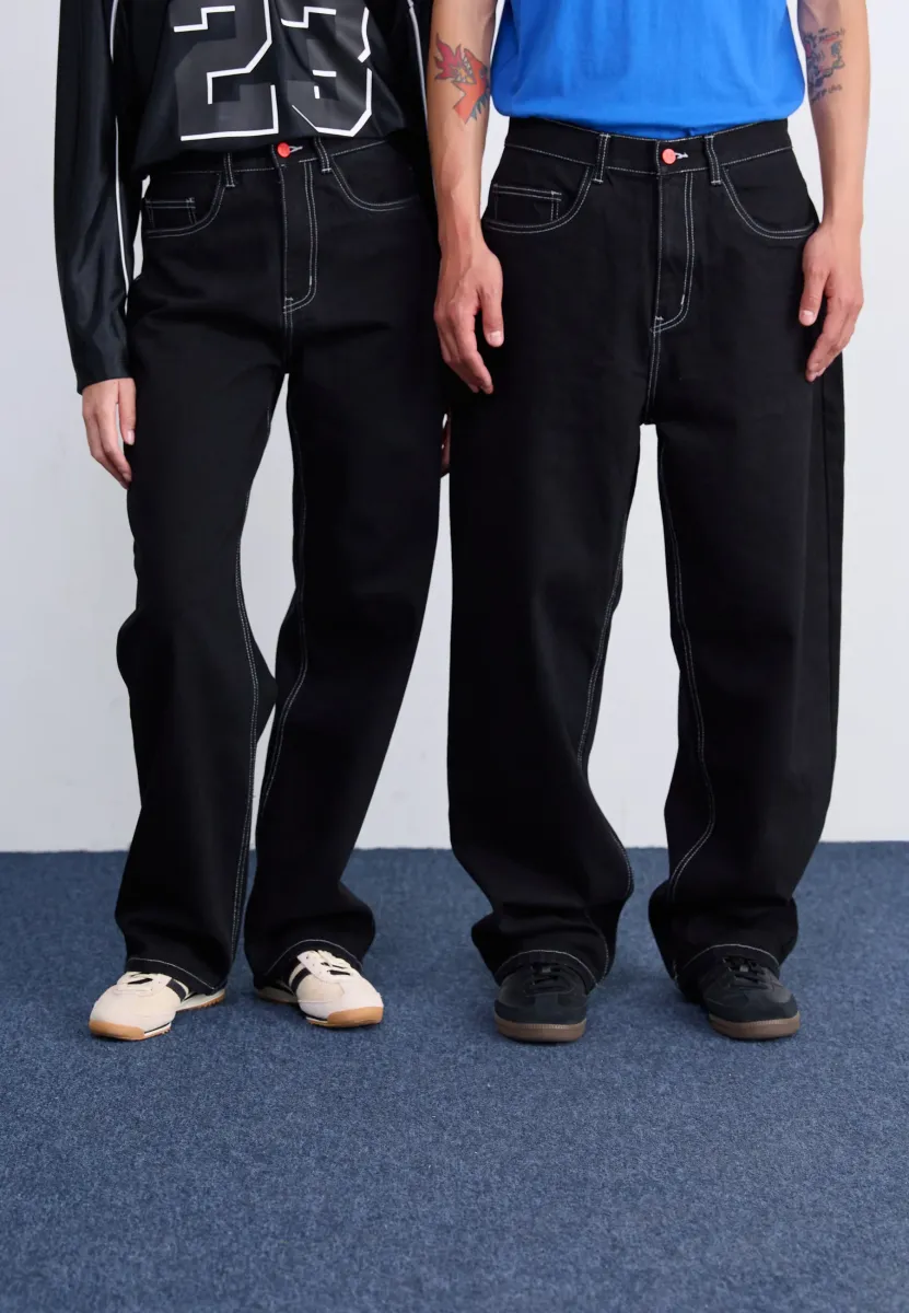 SUPER UNISEX - Jeans Relaxed Fit - black/white