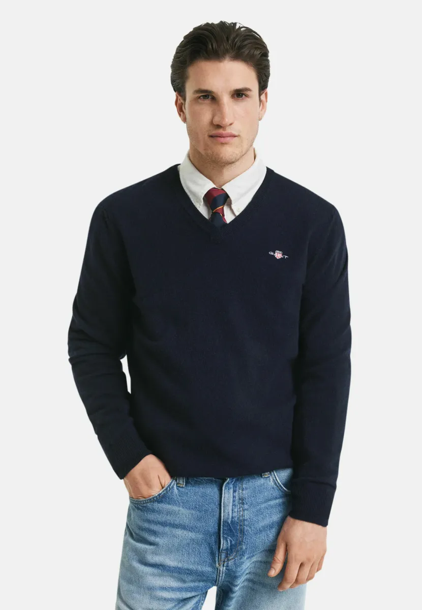 SUPERFINE V-NECK - Strickpullover - marine