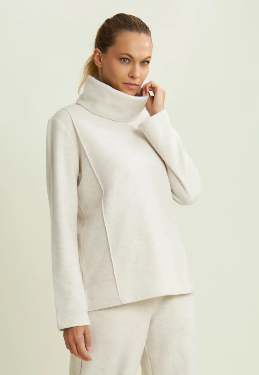 SVASATA CON COLLO ALTO EFFETTO - Fleecepullover - beige