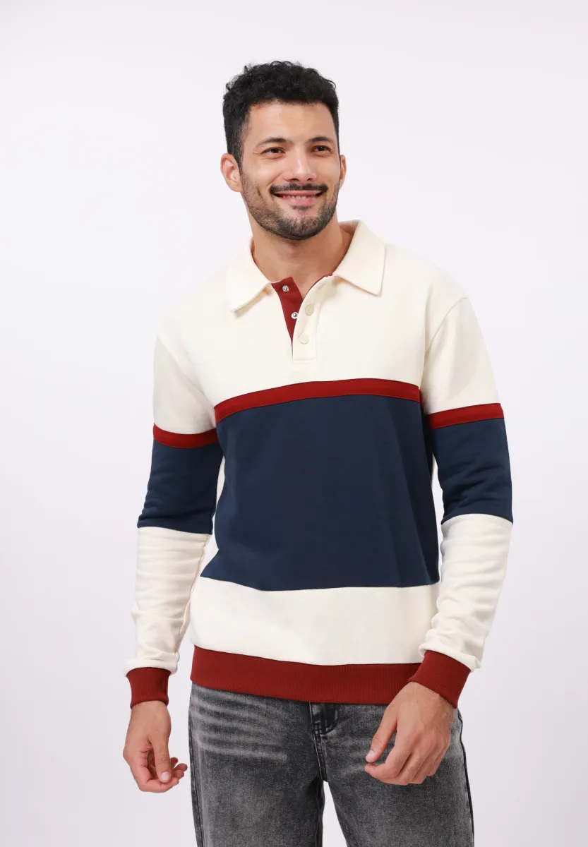 SWEAT POLO - Poloshirt - apricot/navy