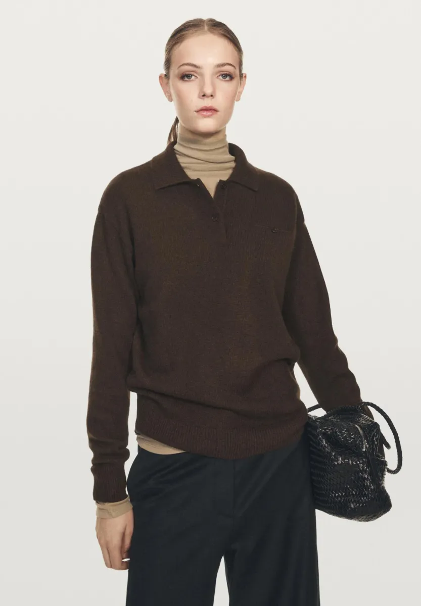 SWEATER WITH POCKET DETAIL - Strickpullover - mottled dark brown