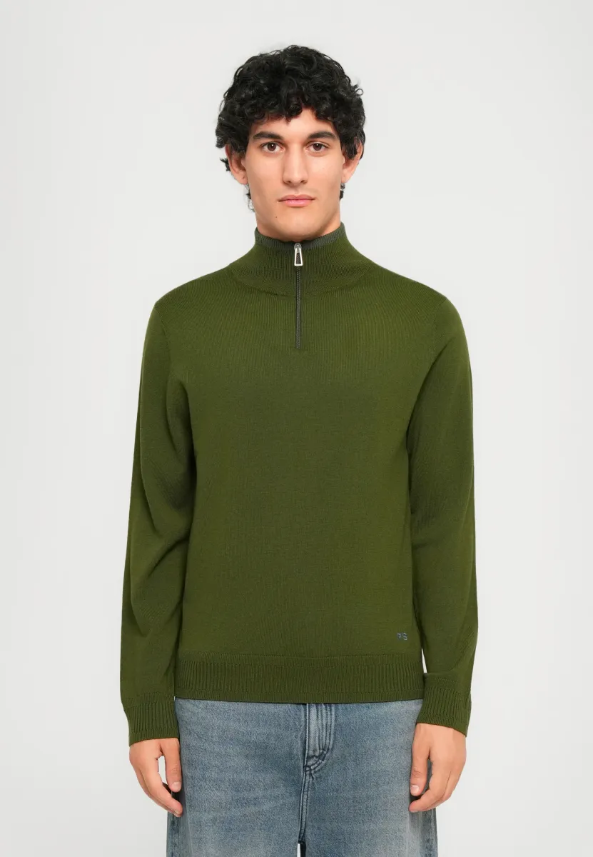 SWEATER ZIP NECK - Strickpullover - green