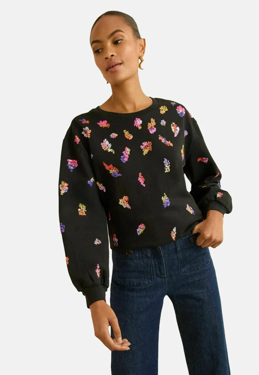 Sweatshirt - black and multicoloured sequin