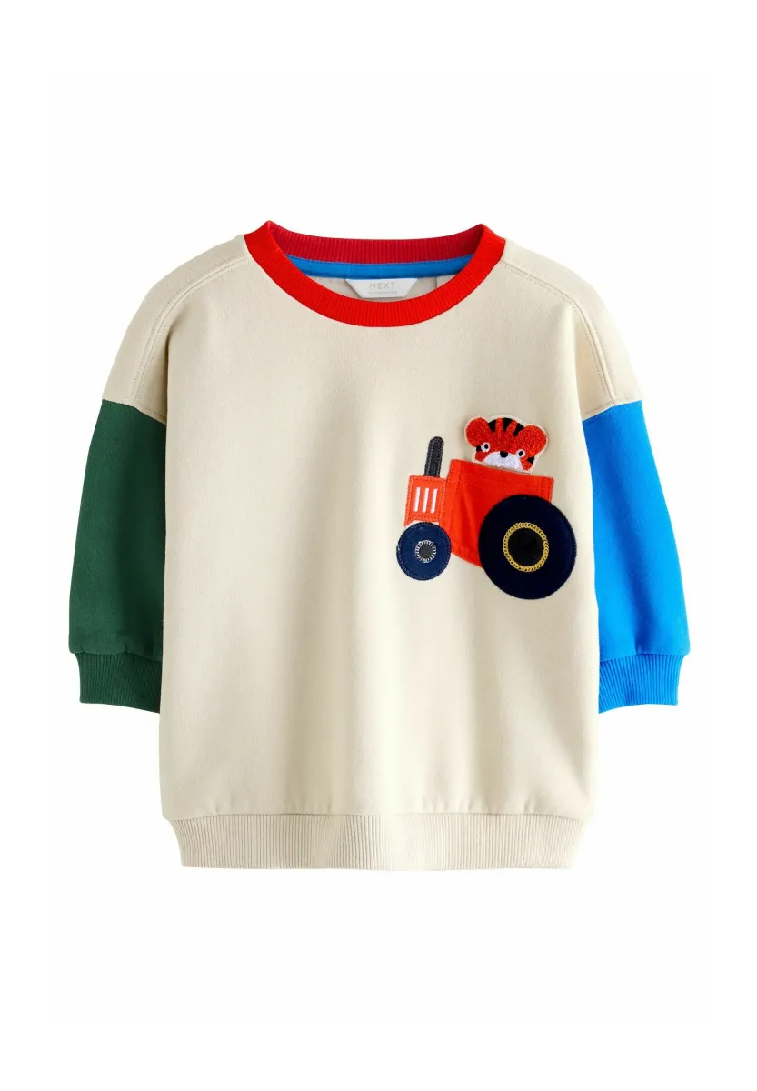 Sweatshirt - ecru colourblock
