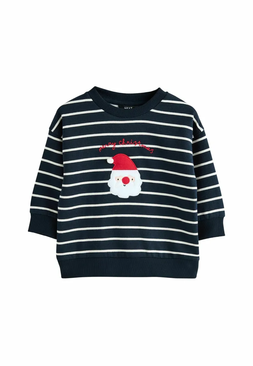 Sweatshirt - navy blue ecru stripe