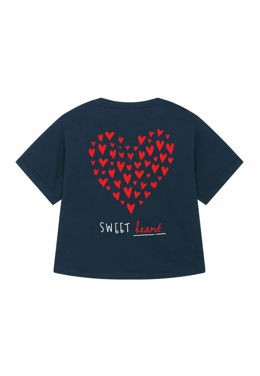 SWEETHEART BACK PRINT ROLLUP TEE OVERSIZED - T-Shirt print - dark blue