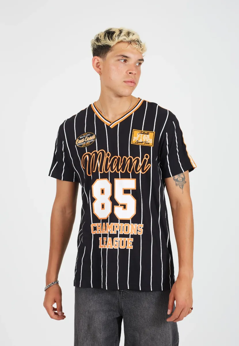 T-Shirt print - black/orange/white