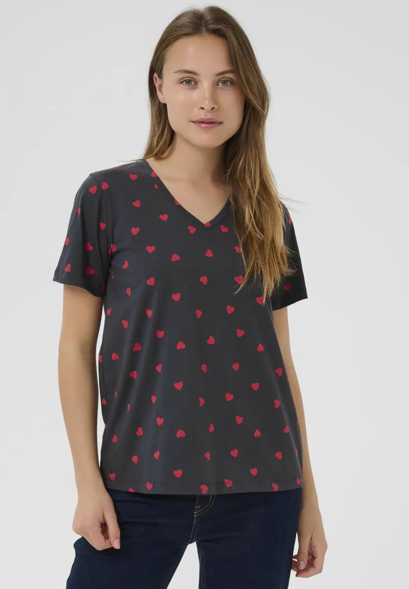 T-Shirt print - blue red hearts
