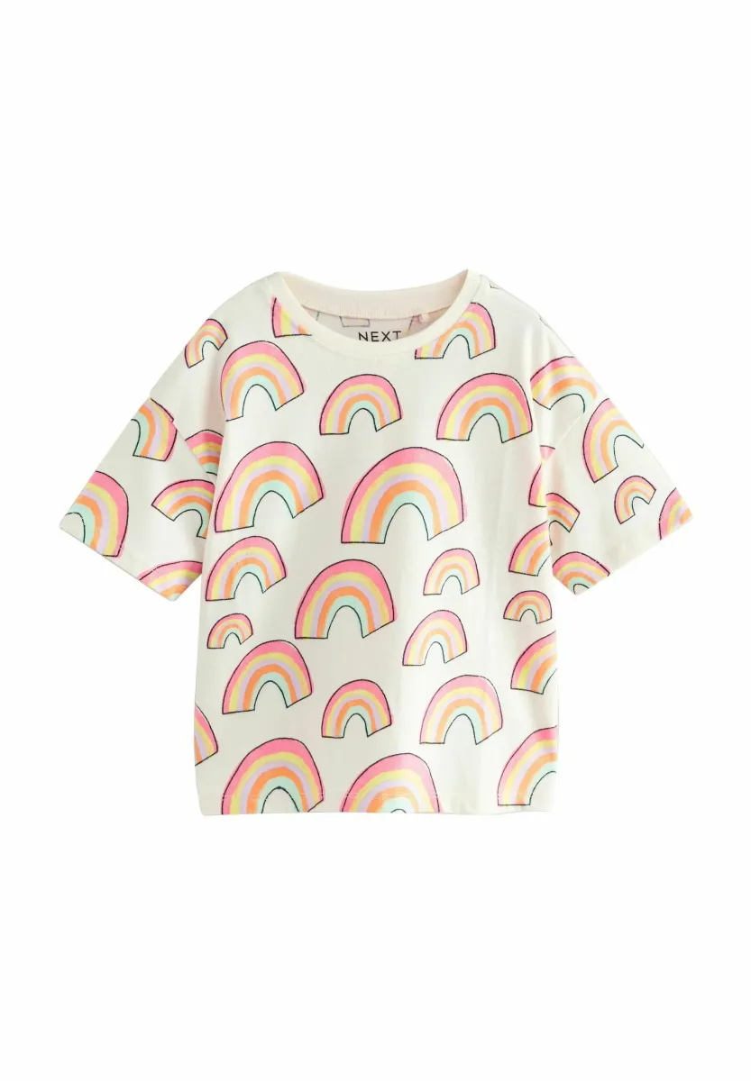 T-Shirt print - cream rainbow
