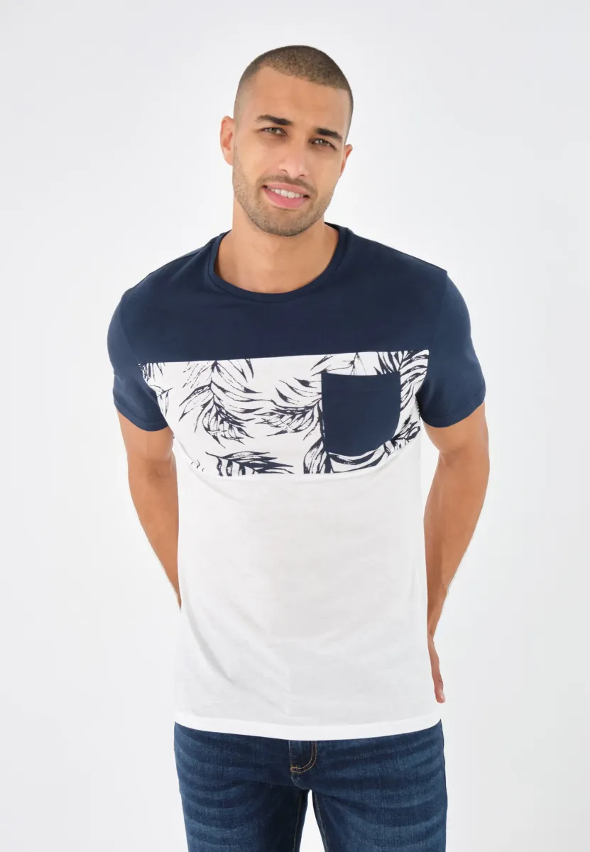 T-Shirt print - dark blue/white