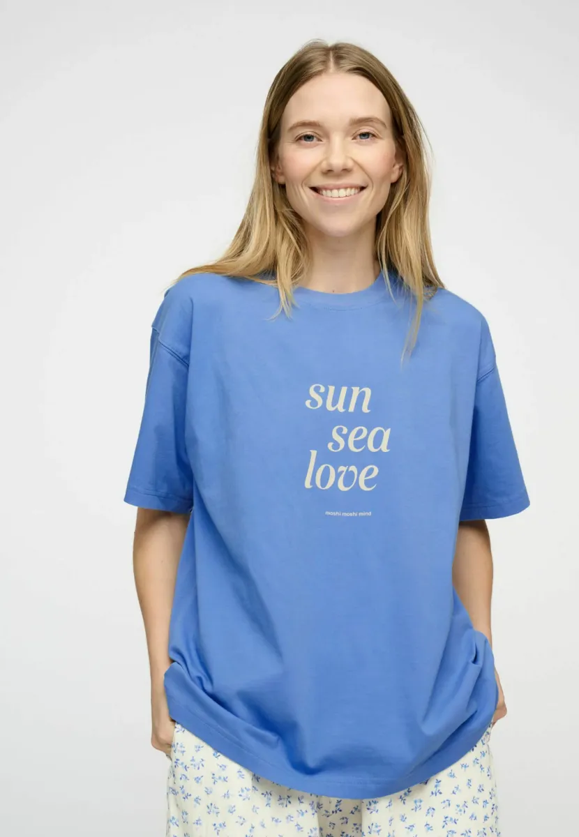 T-Shirt print - heaven blue   ecru