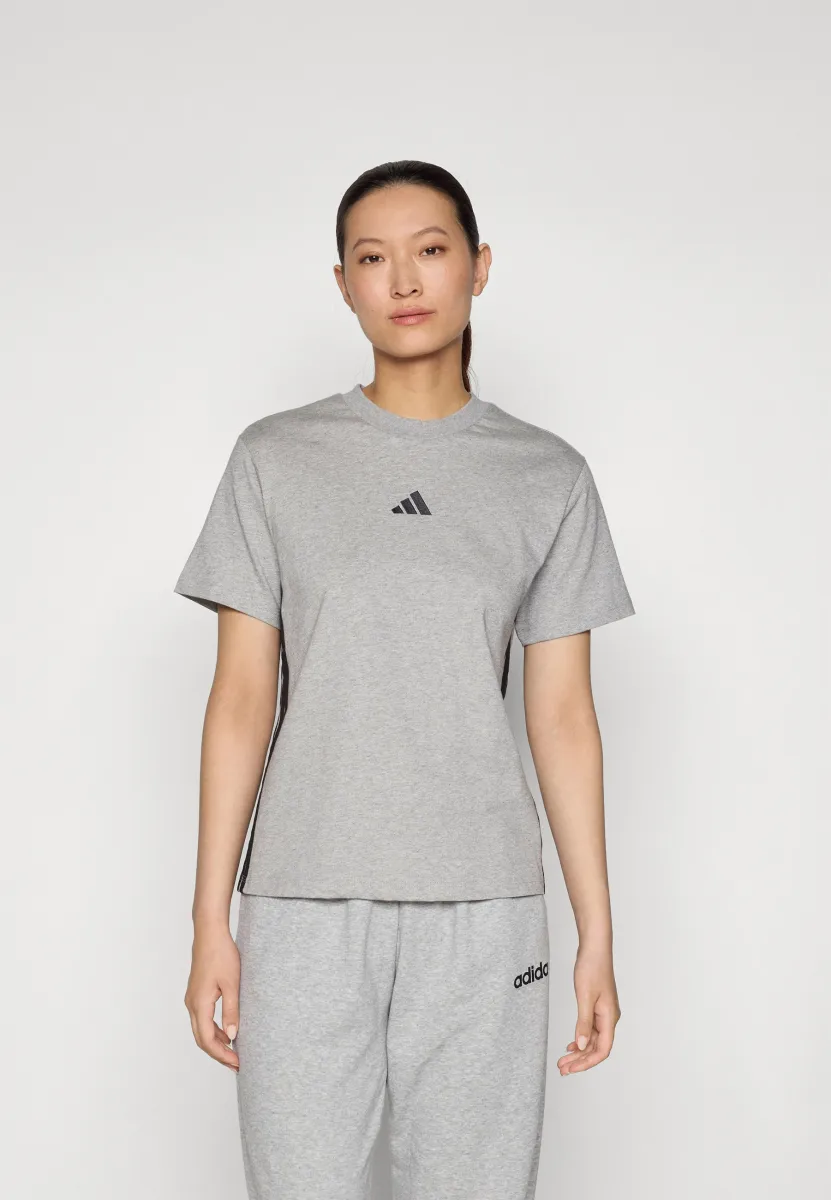 T-Shirt print - medium grey heather/black