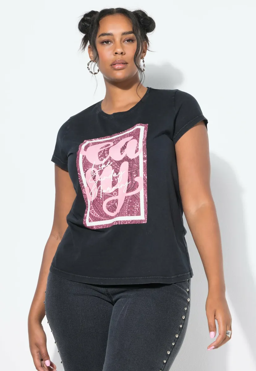 T-Shirt print - mottled anthracite