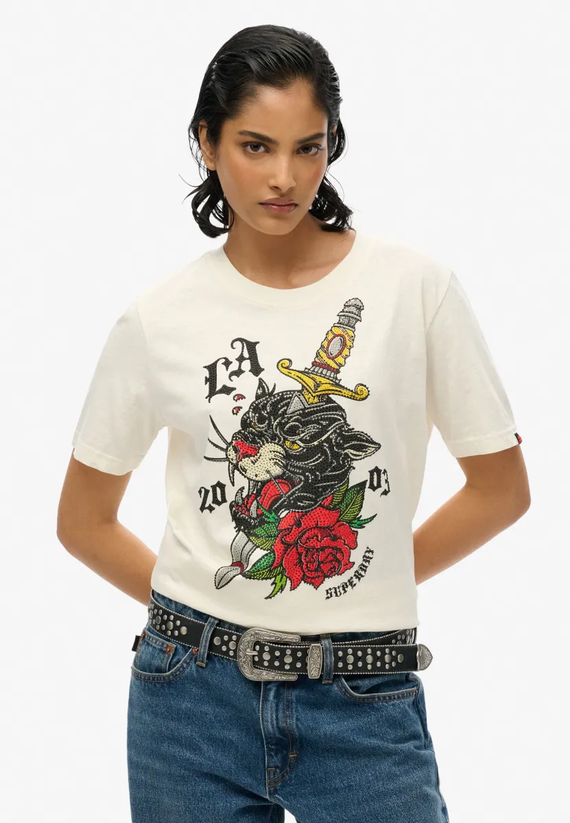 T-Shirt print - off white slub