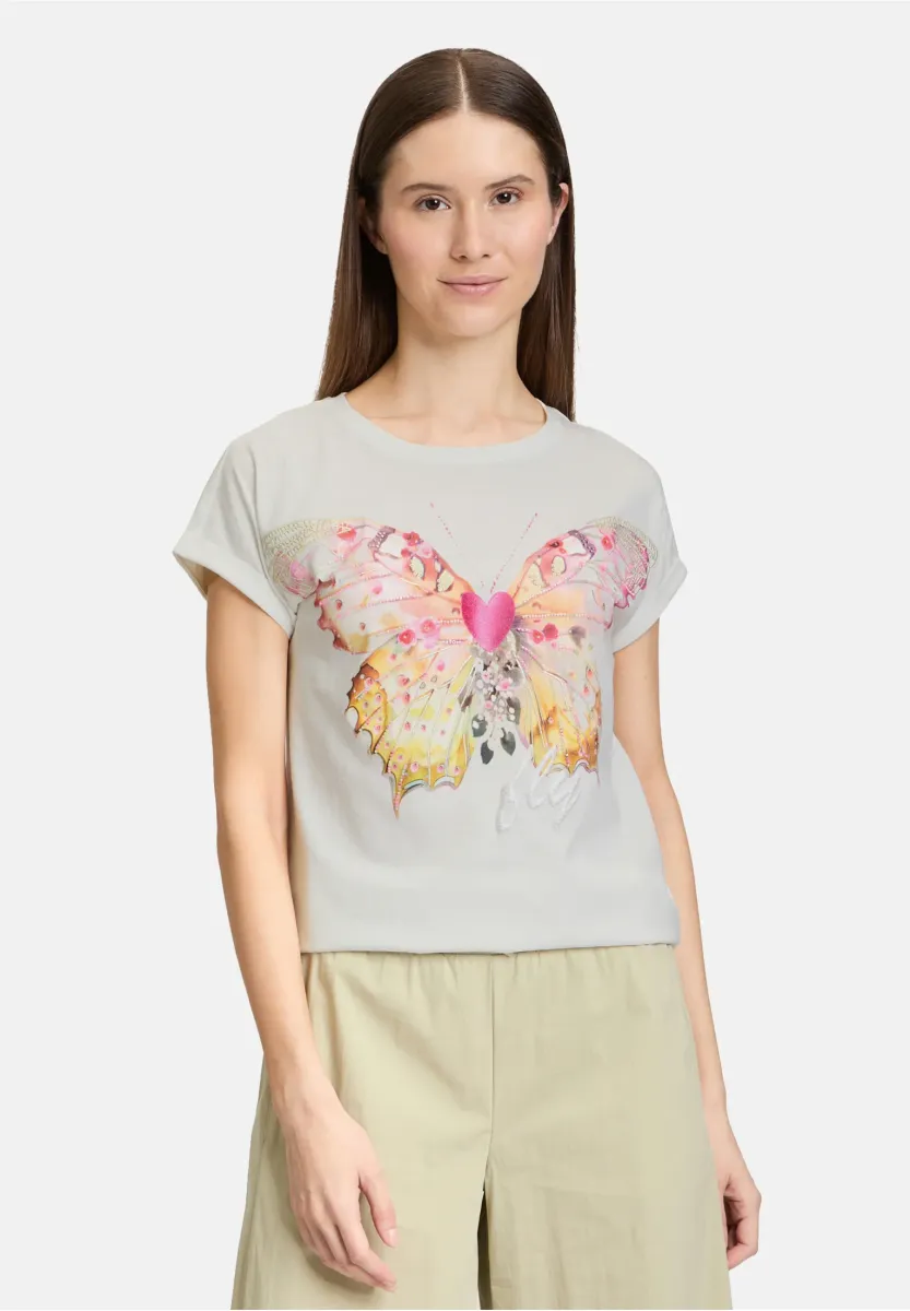 T-Shirt print - patch cream rosé