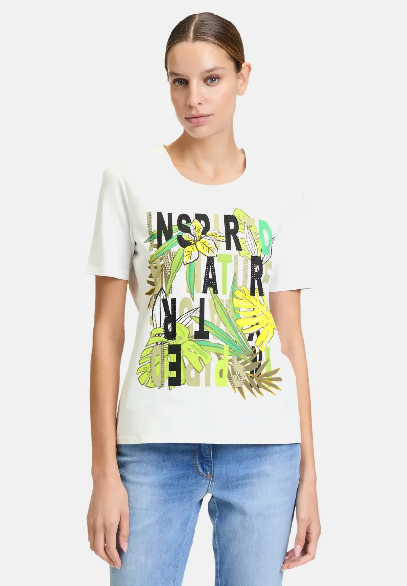 T-Shirt print - patch white green