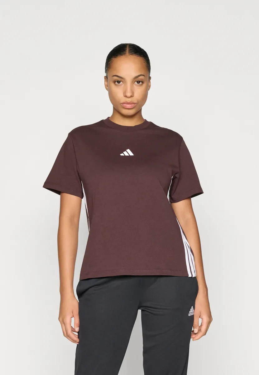 T-Shirt print - shadow brown/white