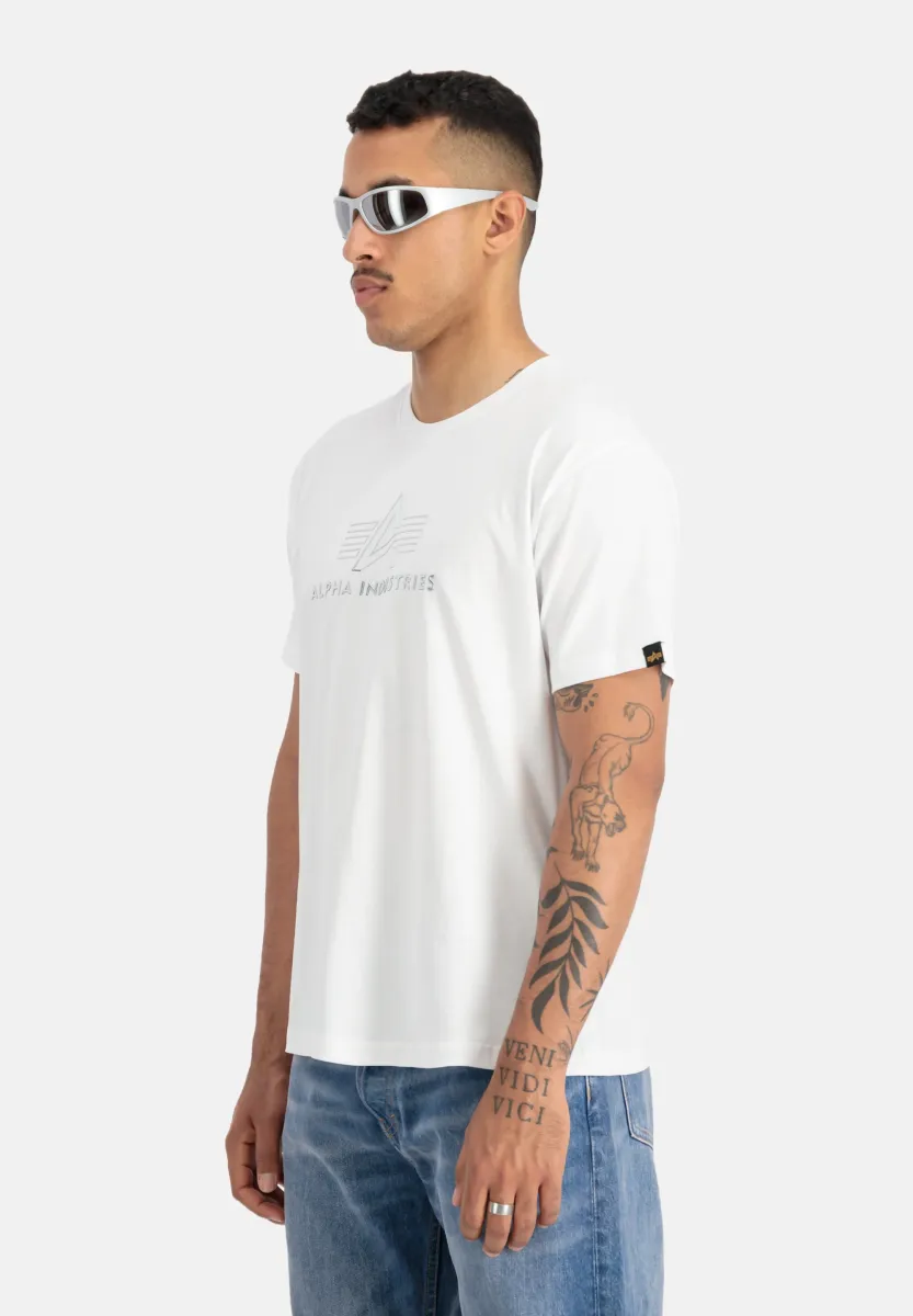 T-Shirt print - white   chrome