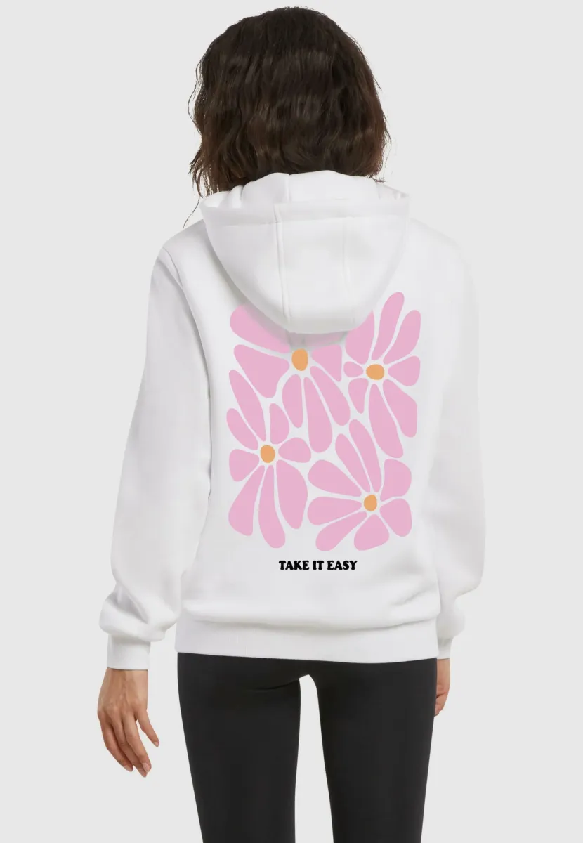 TAKE IT EASY FLOWERS - Kapuzenpullover - white