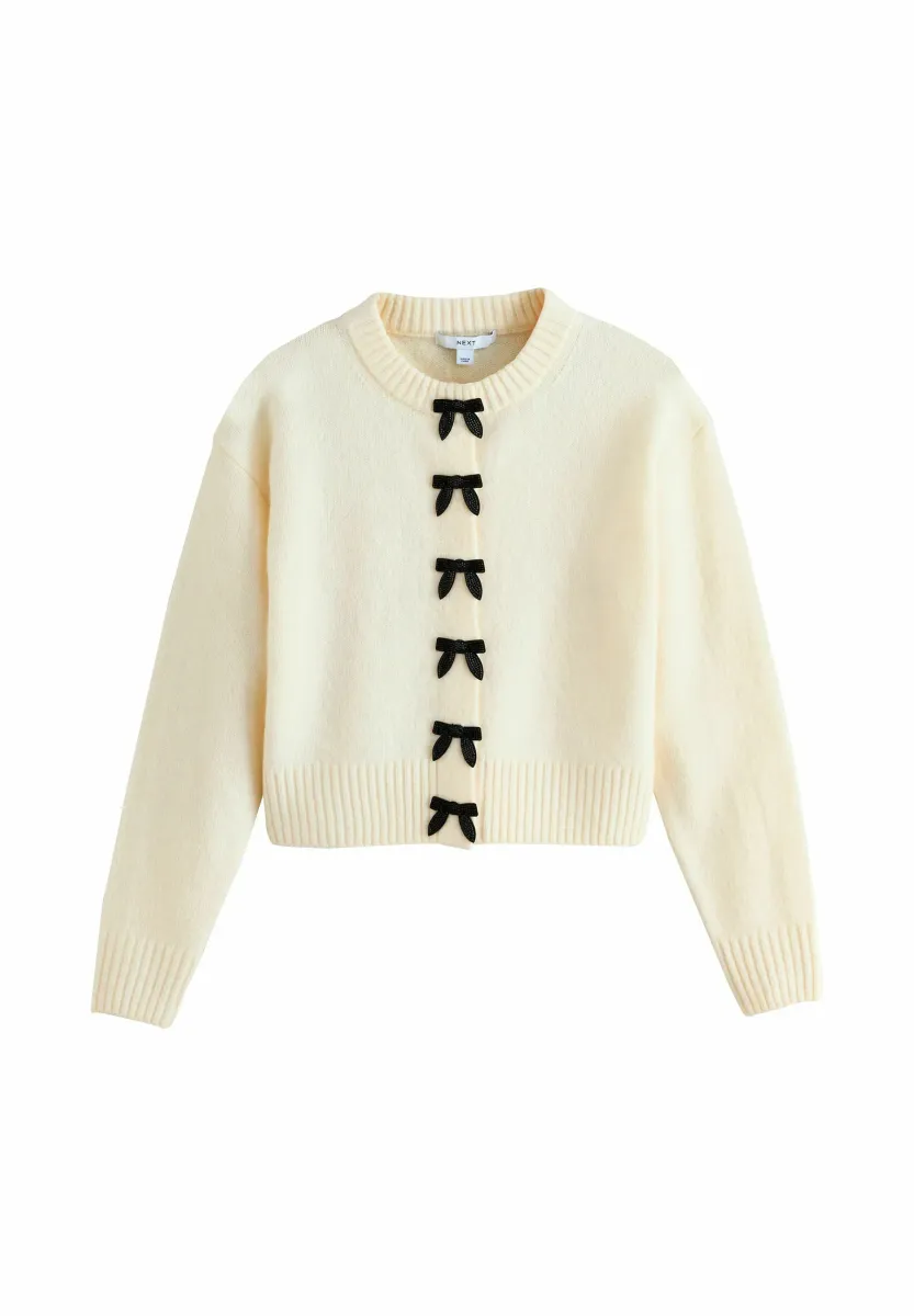 TALL FIT - CREW NECK - Strickjacke - ecru bows