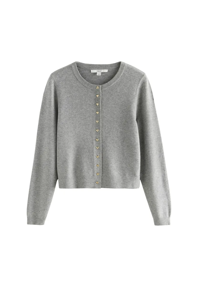 TALL FIT - CREW NECK - Strickjacke - grey heart button