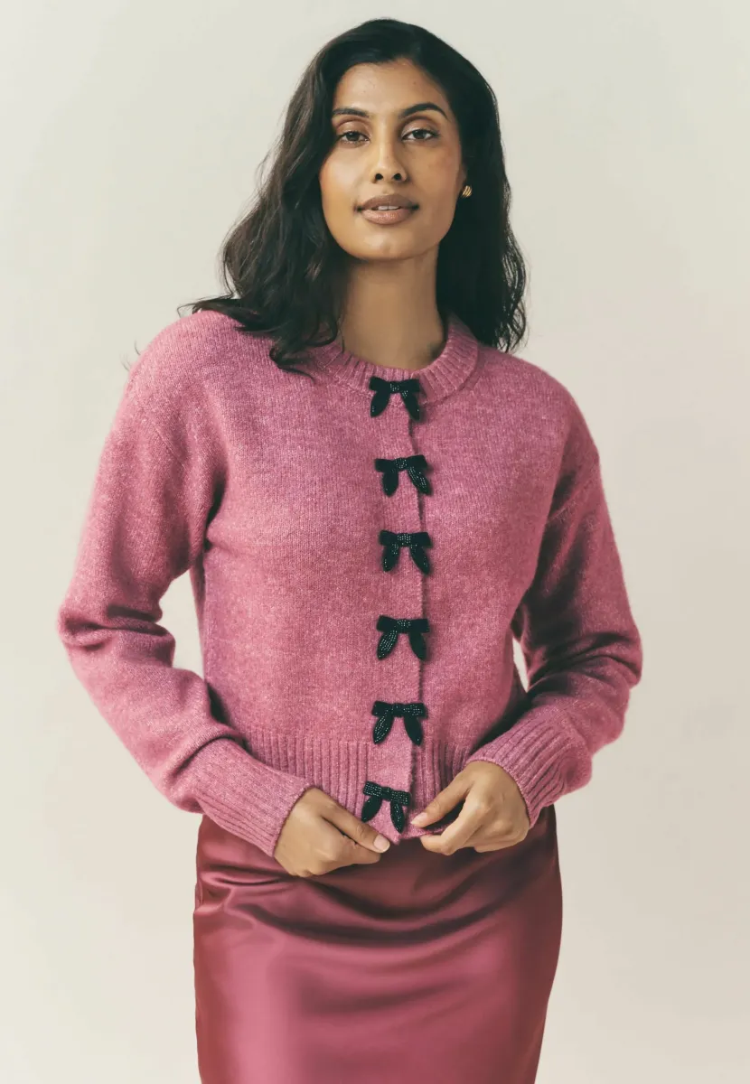 TALL FIT - CREW NECK - Strickjacke - pink bows