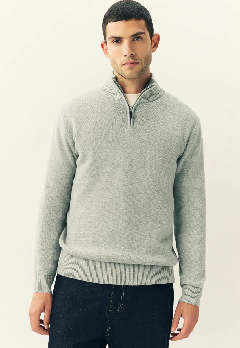 TALL FIT - REGULAR FIT PREMIUM QUARTER ZIP - Strickpullover - light grey