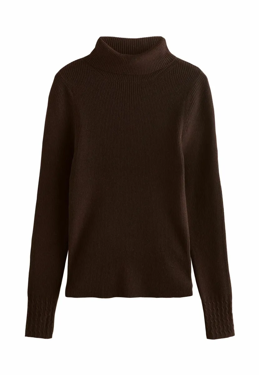 TALL FIT - ROLL NECK  - Strickpullover - chocolate brown