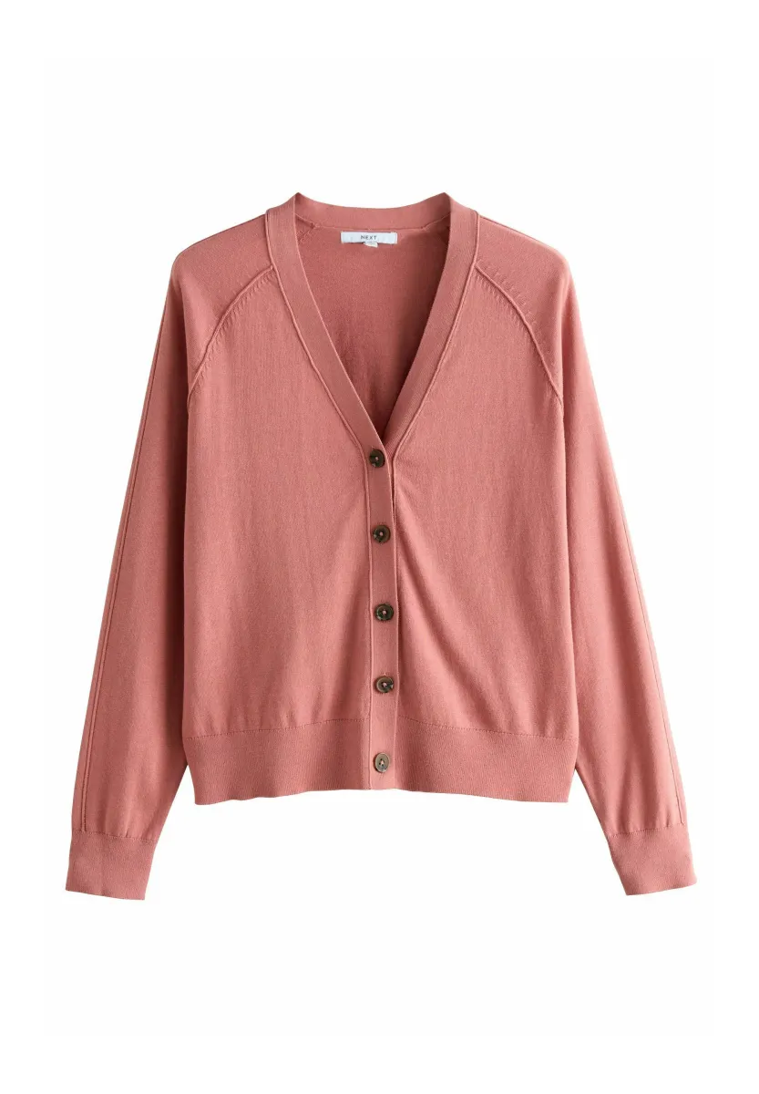 TALL FIT - SOFT TOUCH V-NECK BUTTON UP - Strickjacke - blush pink