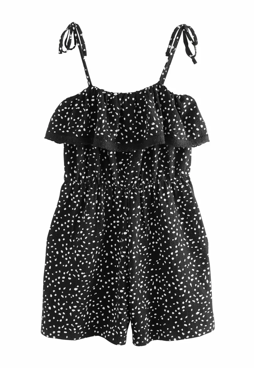 TALL FIT - TEXTURED FRILL - Jumpsuit - black white