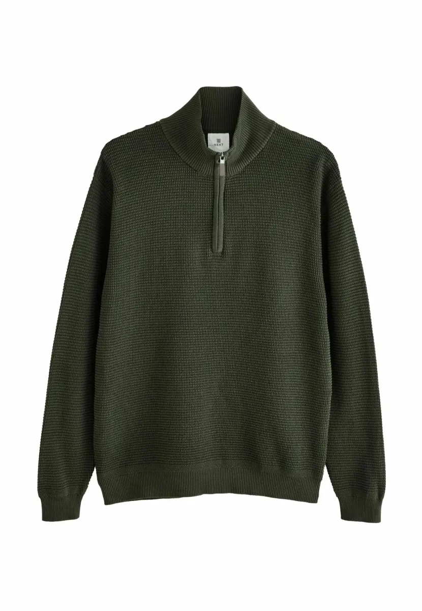 TALL FIT -  TEXTURED  QUARTER   - Strickpullover - khaki green