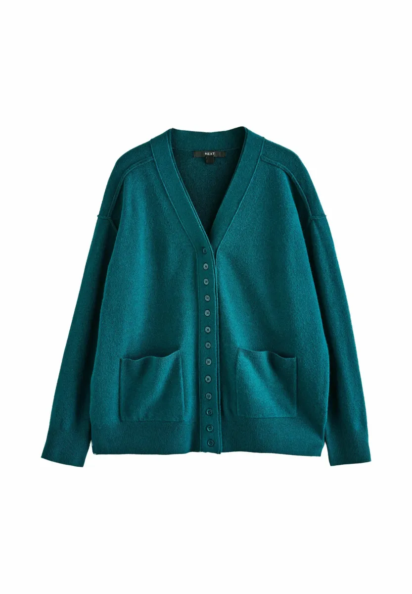 TALL FIT V-NECK WITH POCKETS - Strickjacke - teal blue