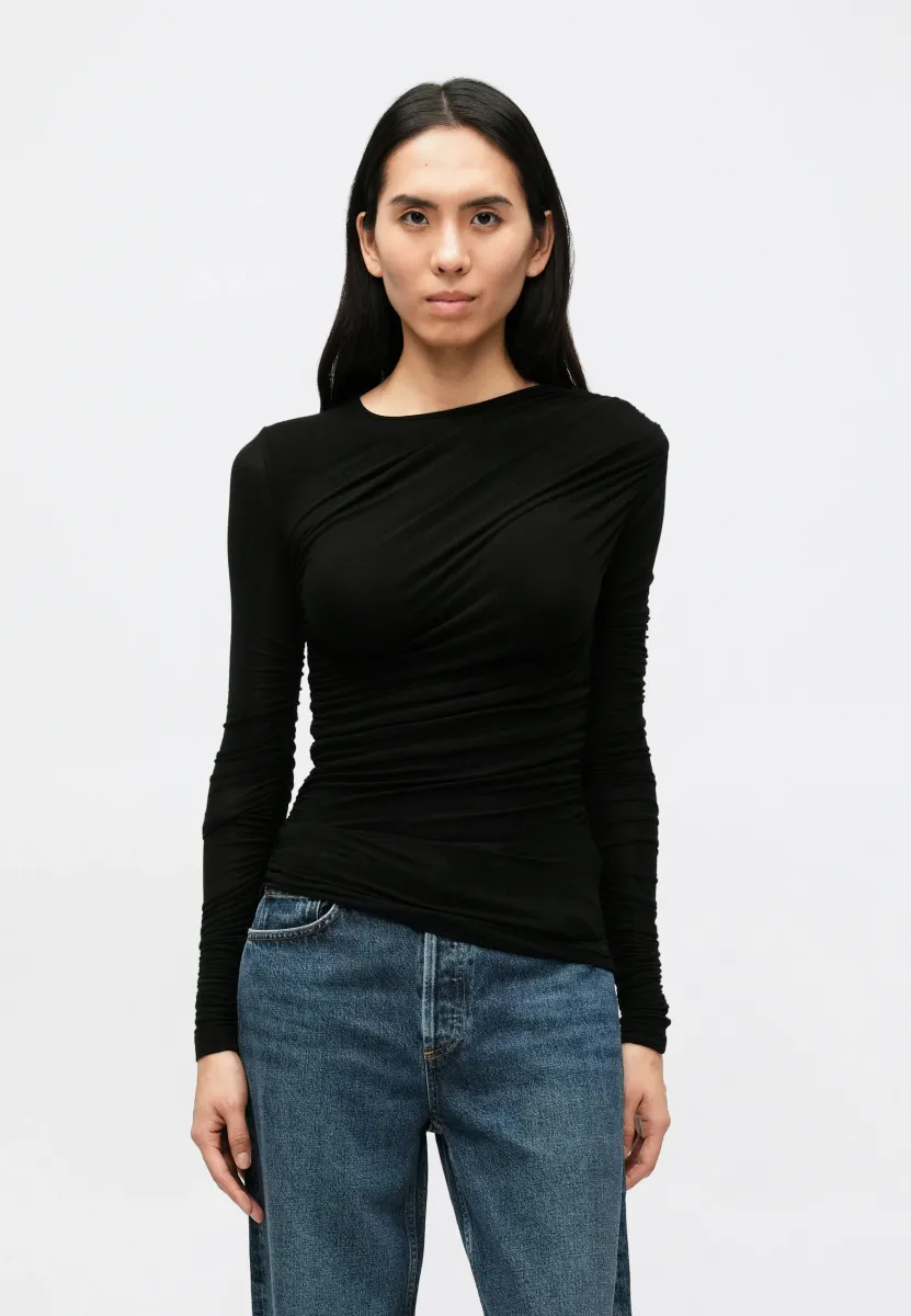 TANIA TWIST TEE - Langarmshirt - black